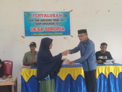 Pemdes Soropia Salurkan BLT DD Tahap l Sebanyak 28 KPM Dan Berikan Dana PMT Serta Insentif Kepada 13 Kader Posyandu