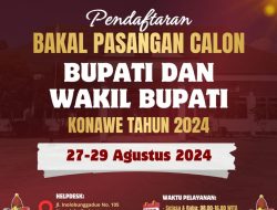 Pengumuman ! KPU Konawe Umumkam Pendaftaran Pasangan Calon Kepala Daerah